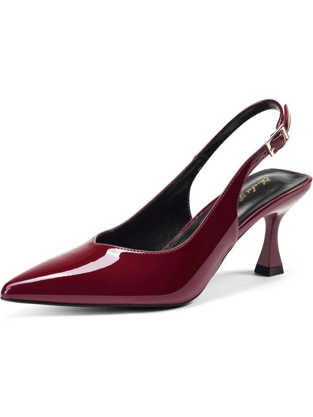 Women's Kitten Heel Slingback Red Low Pumps 3 Inches Stiletto Pointed Closed Toe